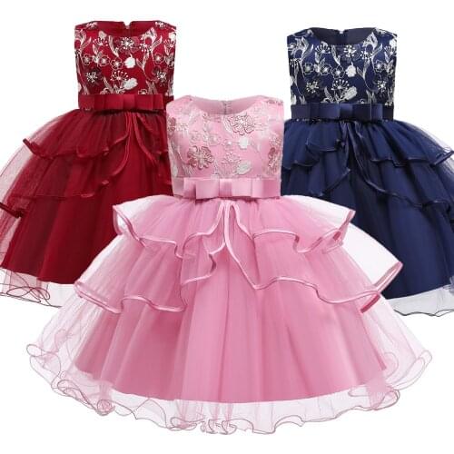 Kids Dresses For Girl Wedding Party For 4-10 Frock Flower Bow Gown Princess Evening Summer Childrens Long Dress robes de soiree