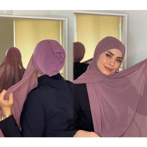 Design Pin Free Instant Chiffon Hijab Women Jersey Bonnet Islam Shawls and Wraps Bonnet Hijab Underscarf Cap Foulard Femme