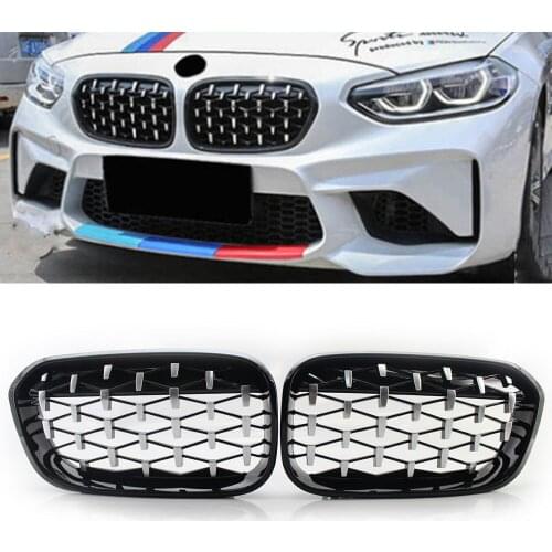 For BMW F20 LCI 2015-2017 Black Frame Grille Chrome Diamond Meteor Latest Style