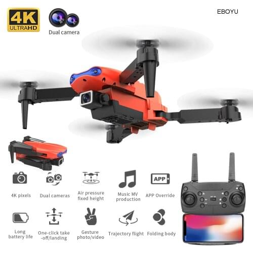 EBOYU K3 RC Drone 2.4Ghz 4K Dual Cams WiFi FPV Remote Control Drone Altitude Hold One-Key-Return Foldable RC Quadcopter Toy RTF