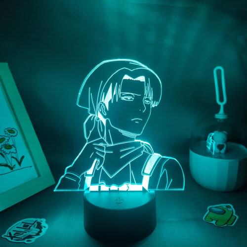 Attack on Titan Anime Figures Levi Ackerman 3D Led Lava Lamps RGB Neon Battery Night Lights Manga Gift Bedroom Table Decoration