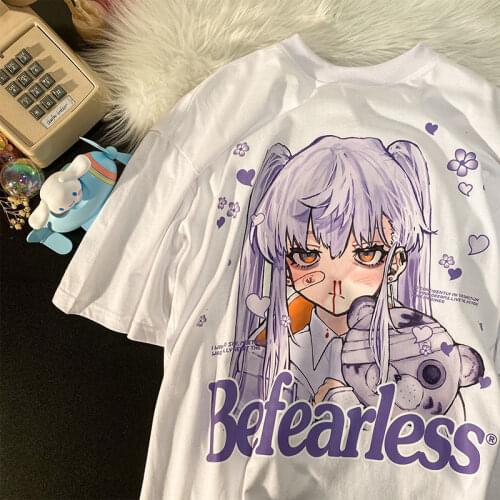 Summer Cotton Harajuku Kawaii Oversized Womens T-shirt Japanese Streetwear Gothic Alternative Clothing Anime Tops Girl Grunge
