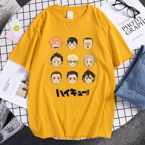 Haikyuu Cartoon Cute Print Tshirt Men Japan Anime Volleyball Club T-shirt Kuroo Bokuto Oya Manga Shoyo T Shirt Hip Hop Tops Male