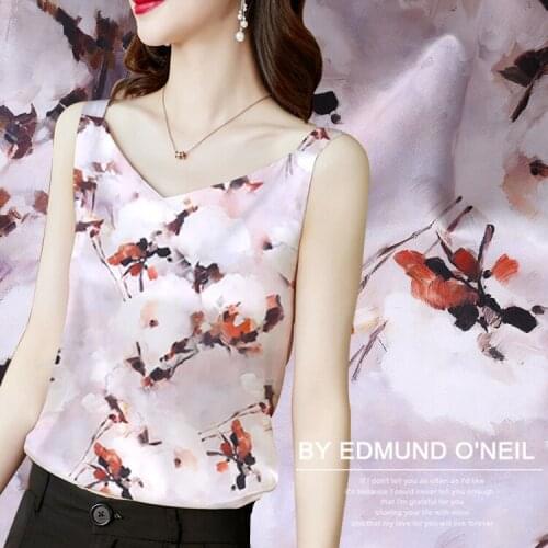 Customized Summer digital inkjet printing 19m stretch satin wide silk fabric drape Mulberry silk clothing cheongsam fabric