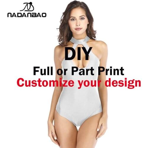 NADANBAO Sexy Wrap Halter Lace Up Custom Logo or Image Printing Halter Swimsuit Backless Swimwear One Piece Swimsuit Women