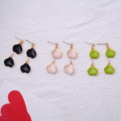 Concise Enamel Water Drop Earrings Gold Color Black/Green/Pink Earrings For Women Fashion Jewelry