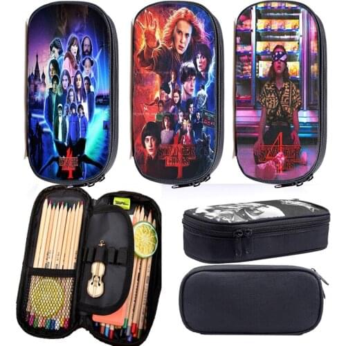 Multifunction Stranger Things Season 4 Pencil Cases Boys Pencil Holder Girls Cosmetic Case Kid Stationery Box School Storage Bag