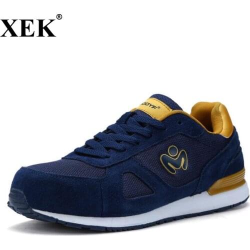 XEK Mens Summer Breathable Lightweight Safety Shoes Steel Toe Cap Work Shoes Mens Site Shoes Non-slip Shoes Non-slip wyq31