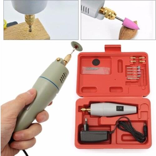 Newest Mini Electric Drill+ 15pcs Grinding Accessories + Adapter Multifunction Engraving Machine Electric Tool Set Kit
