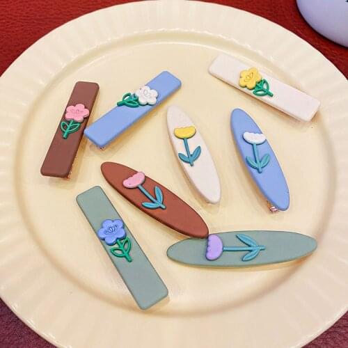 2pcs/set New Women Elegant Flowers Geonetric Hairpins Sweet Side Hair Clips Barrettes Hair Decorate Fashion Hair Accessories