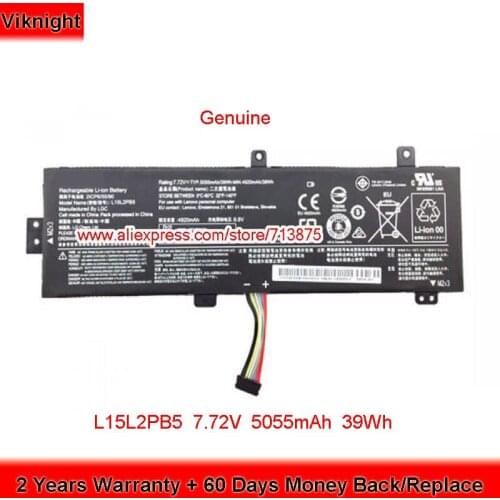 Genuine L15L2PB5 Battery for Lenovo IdeaPad 510-15ISK 510-15ISK-ISE 5B10K87720 7.72V 5055mAh 39Wh