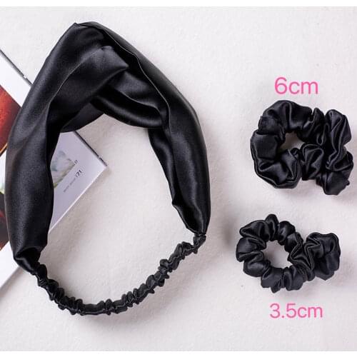 3PCS Set Mulberry Silk Scrunchie Hair Accessories Soft Bands Hair Bands Headband Elastics Ponytail Hair Ties For Girls Women