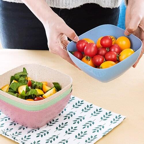 NICEYARD 14.5*14.5cm Salad Bowl Living Room Candy Snack Plates Gadgets Square Wheat Straw Fruit Plate Cooking Tools