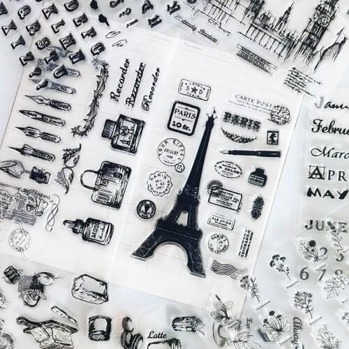 Vintage Coffee Shop Plant BirdClear Stamp Diy Decoration Diary Bullet Journal Planner Craft Scrapbooking Silicone Rubber Stamps