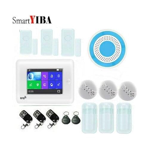 SmartYIBA 4.3 Inch 433MHz Wireless 3G & GSM & WIFI DIY Smart Home Security Alarm Systems Kit Infrared Motion Sensor APP Control