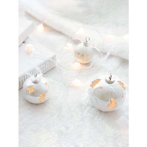 Nordic ceramic star bell mini Christmas tree pendant Elk crown ornament Christmas decorations