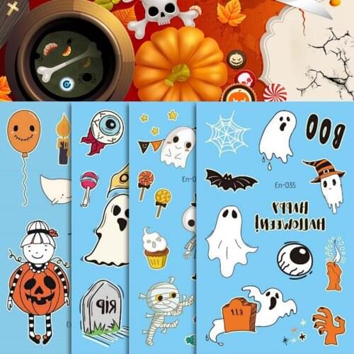 1Pc Halloween Luminous Tattoo Ghost Kids Fake Tattoo Glowing in Dark Waterproof Temporary Tattoo Stickers Halloween Party