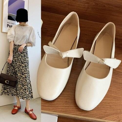 Spring Autumn Women Mary Janes Shoes Bowtie Slip on Shoes For Female Flats Cute Boat Shoes Ballet Flats zapatos mujer 9129L