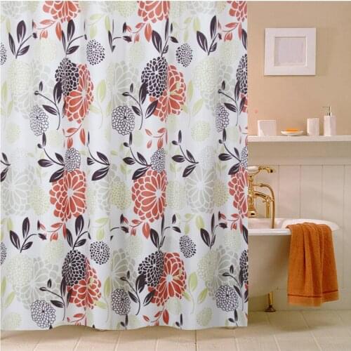 Vintage flowers waterproof and mildew resistant, thick and odorless polyester cloth shower curtain with plastic hook curtain