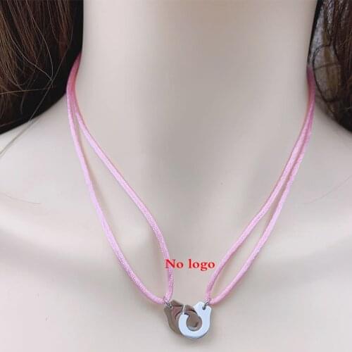 High Quality Stainless Steel Handcuff Les Menottes Pendant Necklace With Adjustable Rope For Men Women France Bijoux Collier