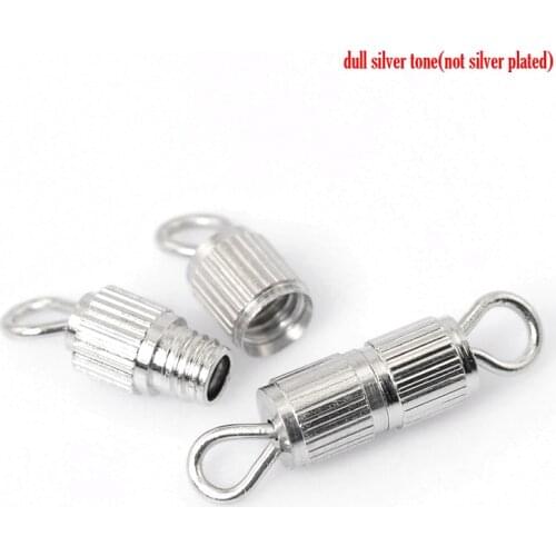 DoreenBeads 100PCs Silver color Screw Clasps for Bracelets/ Necklace 15x3.7mm(5/8"x1/8") (B21282), yiwu