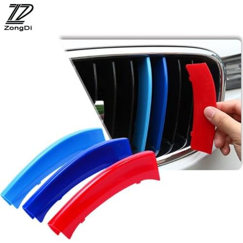 ZD 3pcs 3D Car Front Grille Trim Strips Cover Motorsport Stickers For BMW F30 F10 F07 G30 F34 M Power Performance Accessories