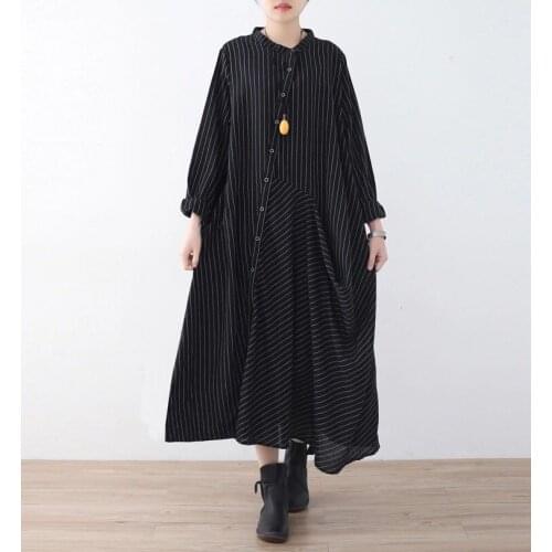 2018 Original Design Literary Temperament Striped Dress Womens dress T1803066-1