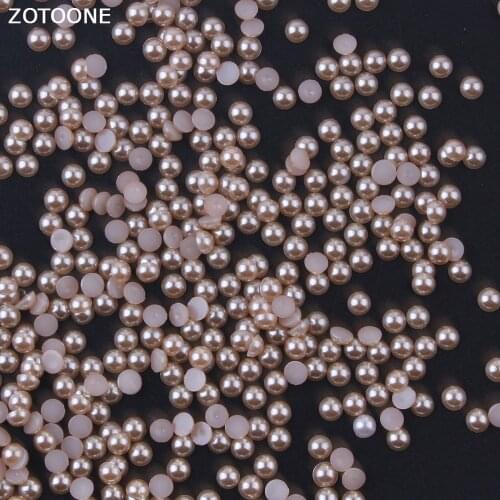 ZOTOONE 1000pcs/lot Coffee Pearls Half Round Beads for DIY Craft Scrapbook Decoration Flat Back Rhinestones on Clothes Applique