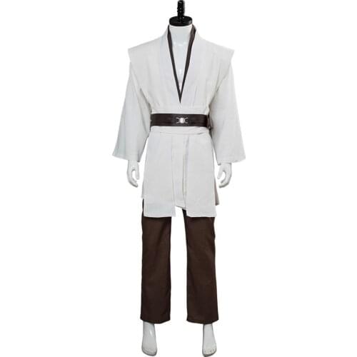 Star Cosplay Obi Wan Kenobi Jedi Costume Outfit Tunic White Robe Cloak Jedi Knight Costume