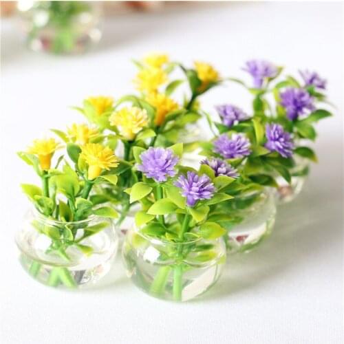 1:12 Dollhouse Miniature Green Potted For Home Decor Simulation Potted Plants Flowers