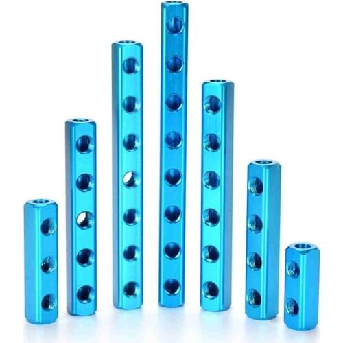 1/4" BSPP 2/3/4/5/6/7/8/9/10 Ways Aluminum Quick Coupler Manifold Block Splitter Connection