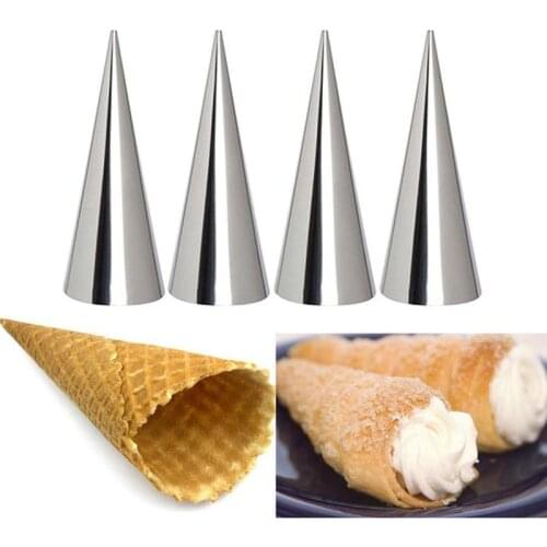 10pcs Stainless Steel Pastry Cream Horn Molds Croissant Molds Conical Cone Pastry Cake Cream Baking Coil Tool Horn Mold for Home