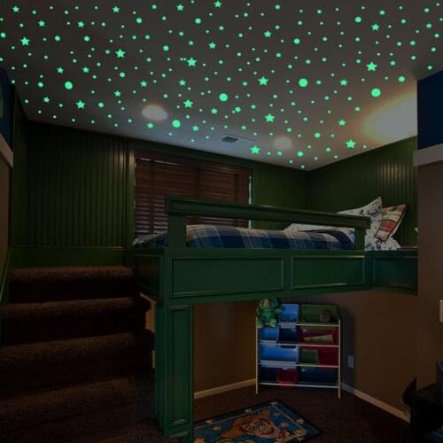 2 Set Luminous Bubble Stars/Dots PVC Bathroom Ceiling Starry Sky Stickers Safe Waterproof Fluorescent Wall Stickers Decoration
