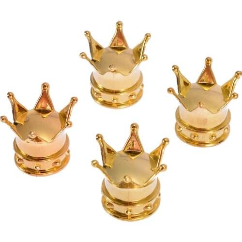 4pcs Crown Car Wheel Tyre Tire Air Valve Stem Cap Dust Cover ABS Gold For Motorcycle Truck Bike