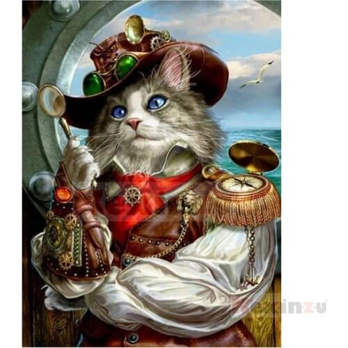 Kexinzu Full 5D DIY Square/Round Drill Diamond Painting "Cat" 3d Diamond Embroidery Cross Stitch Decor Gift Ke10