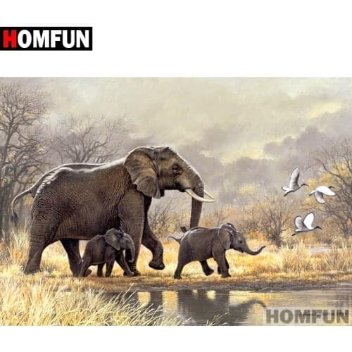 HOMFUN Full Square/Round Drill 5D DIY Diamond Painting "Animal elephant" Embroidery Cross Stitch 5D Home Decor Gift A07281