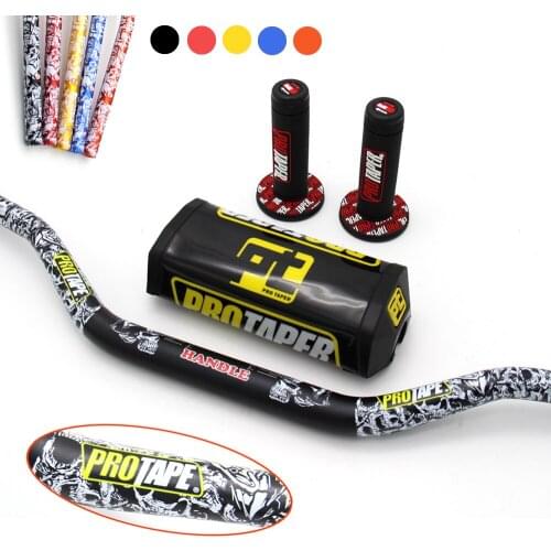 Motorcycle Handlebar 1-1/8" Black Pads PRO Taper Handle Grips CNC Handlebar Clamp Pit Bike Motocross 28.5MM