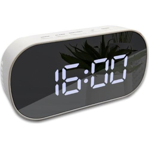 Digital Alarm Clock Mirror LED Night Lights Thermometer Wall Clock Lamp Square Rectangle Multi-function Desk Clocks USB/AAA