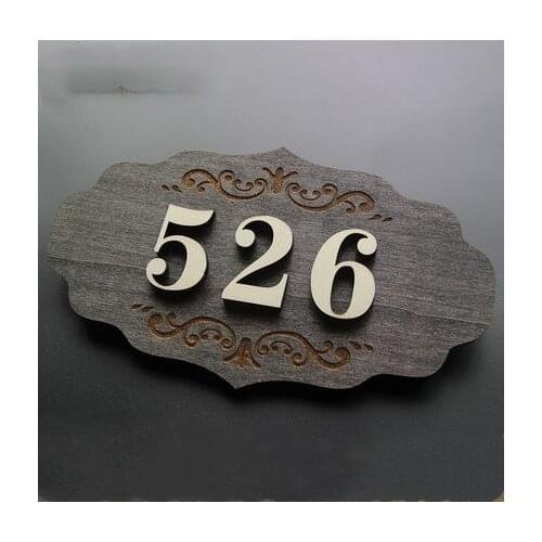 Wooden house number House number European-style door sign, custom-made apartment door number Villa door panels house Hotel