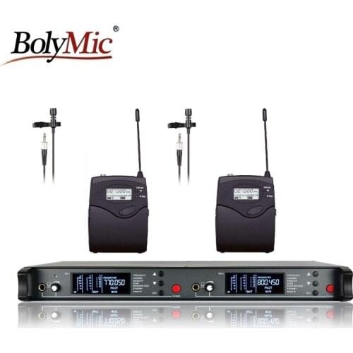 Bolymic Lavalier Dual microphone wireless System Professional UHF Wireless Microphone lapel