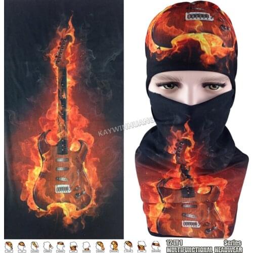 EXPRESS SHIPPING 100pcs/lot (Mix Model OK) Latest Fashion Flame Guitar Magic Scarf Beanie Tubular Multifunction Headwear Bandana