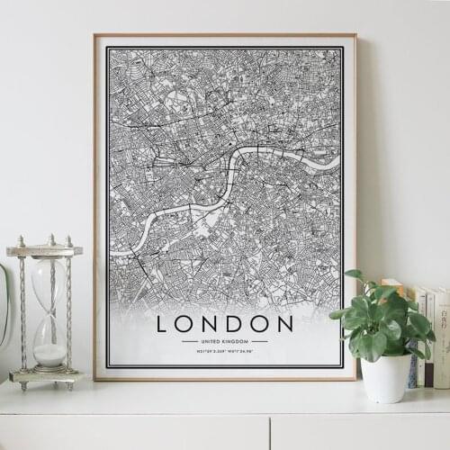 LONDON city map Nordic Living Room Decoration Canvas Poster Modern Home Decor Art Print Painting
