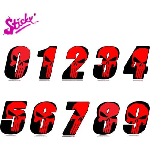 STICKY Racing Number Skull Motorcycle Car Sticker Decal Decor Off-road Laptop Window Wall Trunk Guitar PVC Vinyl