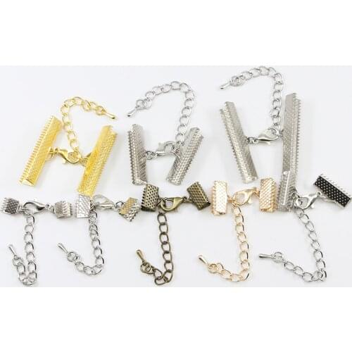 10pcs/lot Ribbon Leather Cord End Fastener Clasps String Clip Chain Lobster Clasps Connector For Jewelry Making Finding Supplies