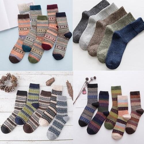 Fashion High Quality Mens Socks Set Simple Casual 5 Pairs Of Socks Combination Plus Velvet Thick Warm Winter Socks
