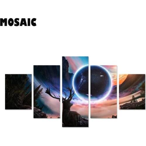 Christmas 5pcs set diamond embroidery moon elf 5d diy daimond painting full square round diamond mosaic home Decoration