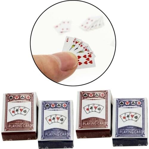 Pack of 2 Dollhouse 1/12 Miniature Decoration Card Deck Miniature Games Poker Playing Cards Mini Magic Poker Decks Cards