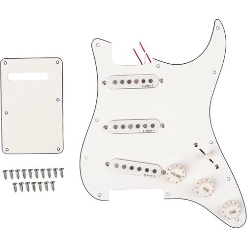 11-Hole Electric Guitar Pickguard W/ Pickups Scratch Plate Back Plate White