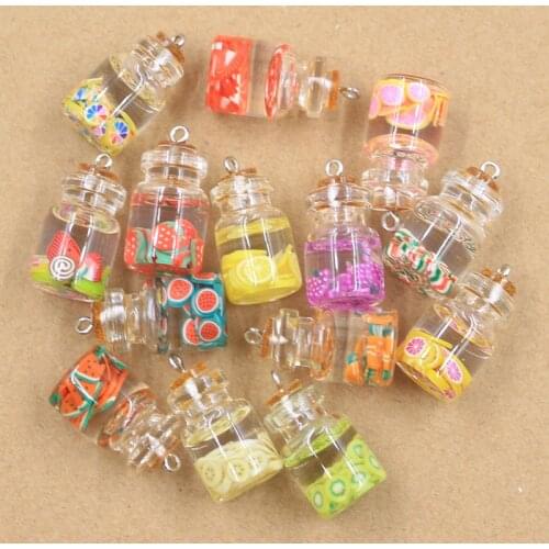 6pcs Charms Fruit Orange Apple Strawberry Lemon Juice Pendant Crafts Making Findings Handmade Jewelry DIY for Earrings Necklace