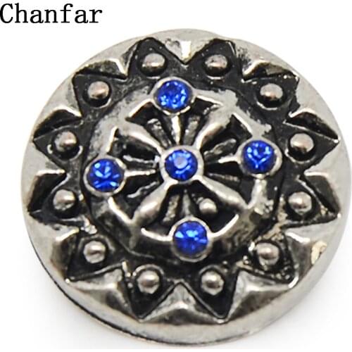 Blue Color Rhinestone 18mm Snap Buttons For Snap DIY Making Bracleets Bangles DIY Gift